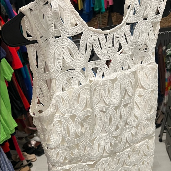 Milly Sienna Embroidered Scallop Lace Dress White SZ 8 NWOT - Picture 3 of 11